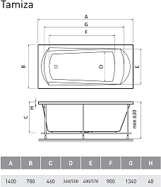 Relisan Акриловая ванна Tamiza 140x70 – фотография-6